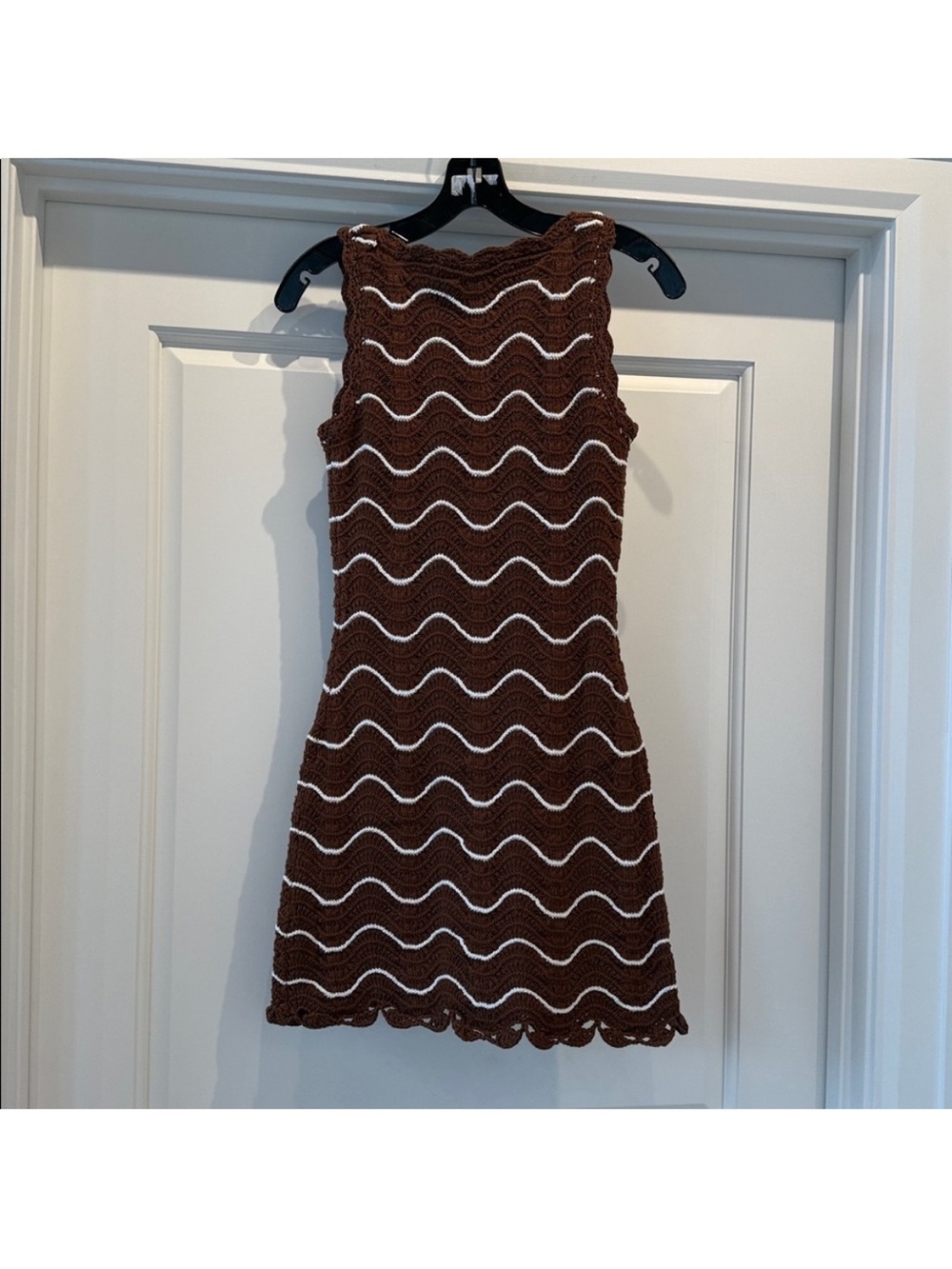 Cara Cara - Orel Mini Dress Brown Ivory Wave Multi Crochet - Picture 2 of 8
